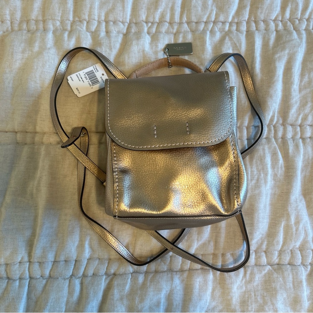 Coach mini gold backpack - gold